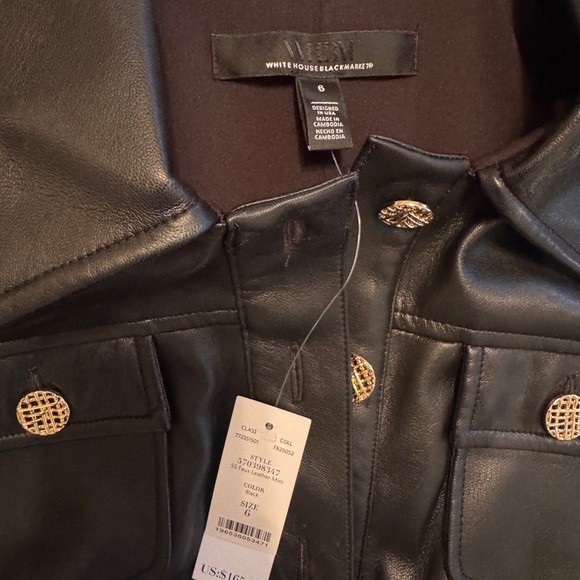 BHWM Faux Leather Button-Front Mini Dress Black Size 6 - Picture 5 of 6